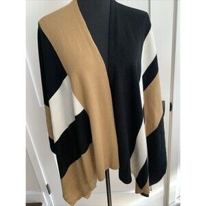 Parrish LA Stevie Poncho Cardigan Women's OS  Ruana Wrap Colorblock  Shawl
